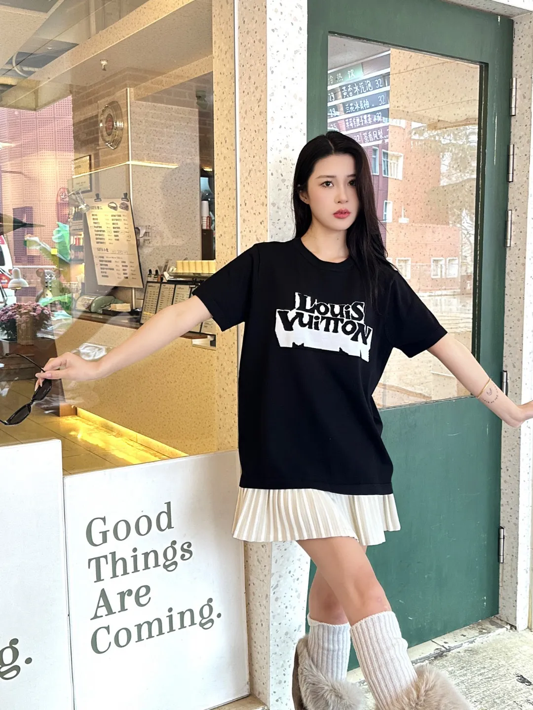 Louis Vuitton/Louis Vuitton letter ghost jacquard knitted short sleeves